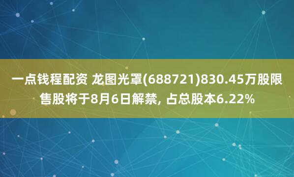 一点钱程配资 龙图光罩(688721)830.45万股限售股将于8月6日解禁, 占总股本6.22%